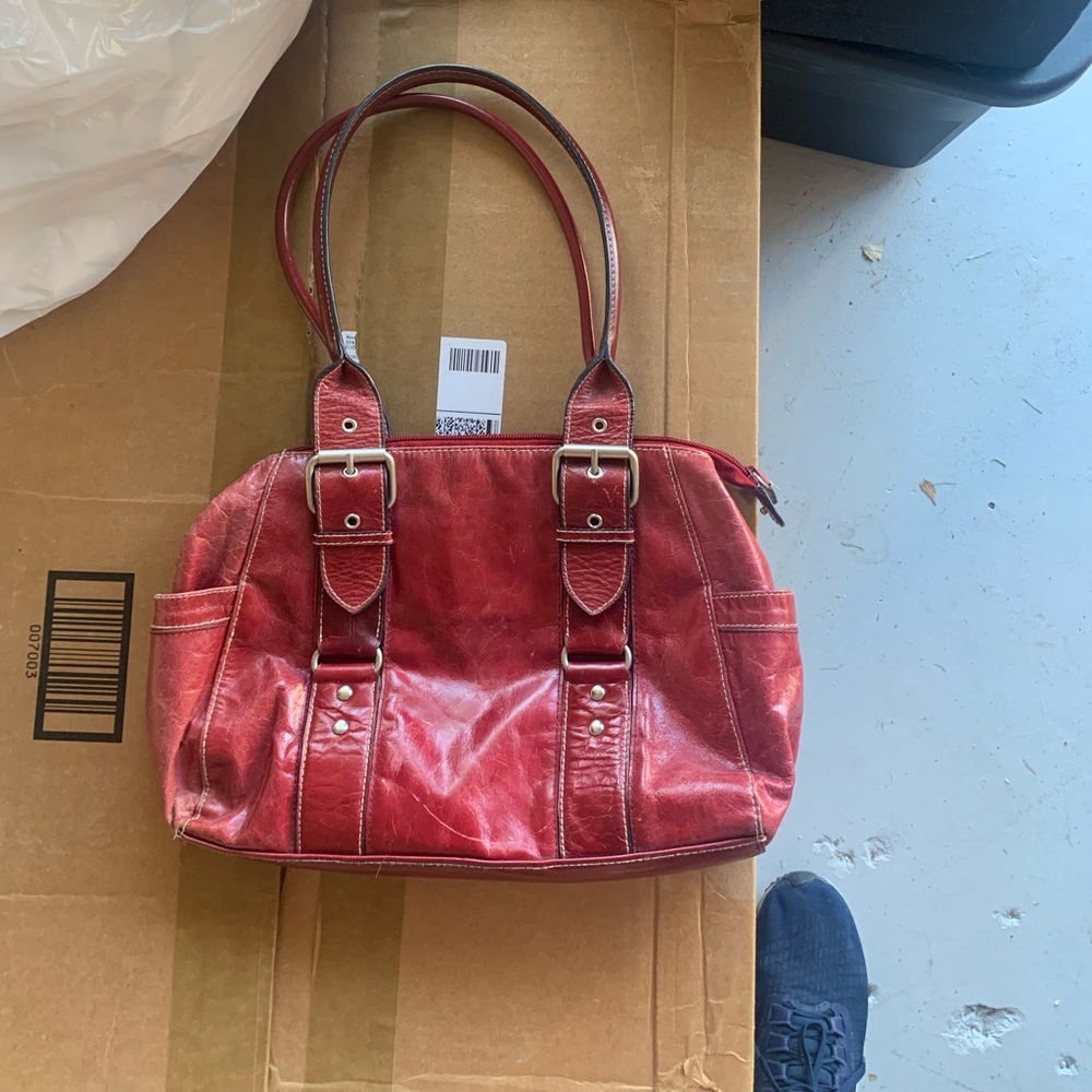 Red leather Bass purse